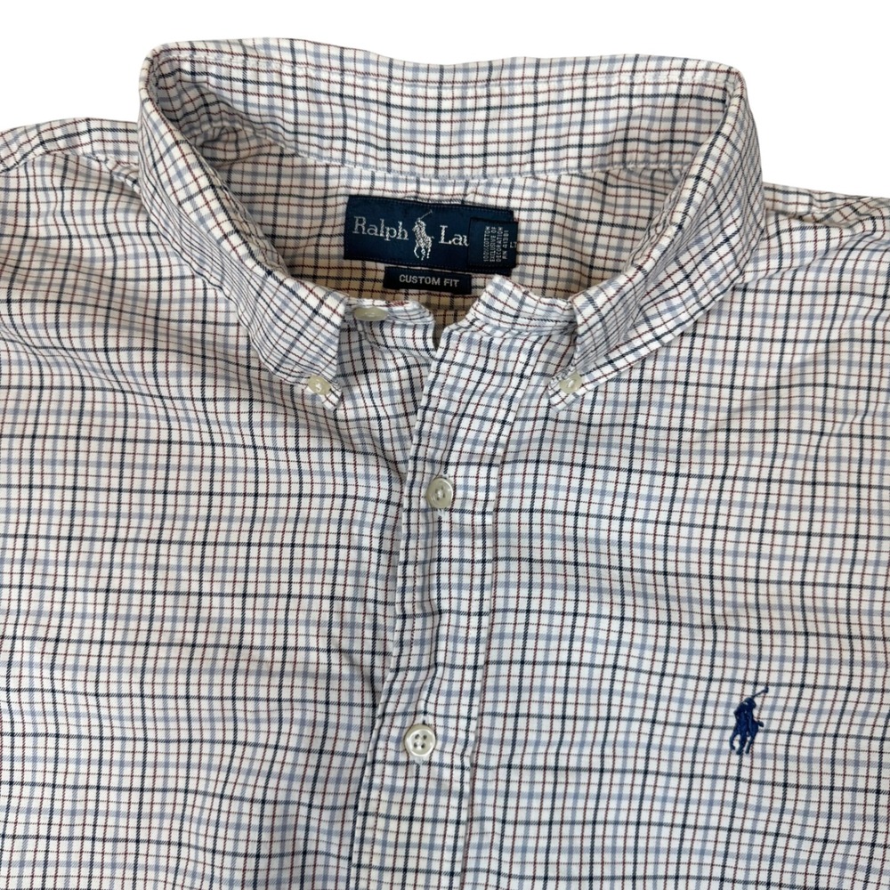 Ralph Lauren Mens‎ XXL Custom Fit Multicolor Plaid Button Down Shirt Cotton